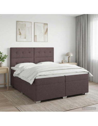 Letto box spring con materasso Marrone Scuro 200 x 200 cm