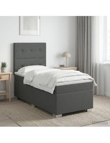 Letto box spring con materasso Grigio Scuro Singolo Tessuto