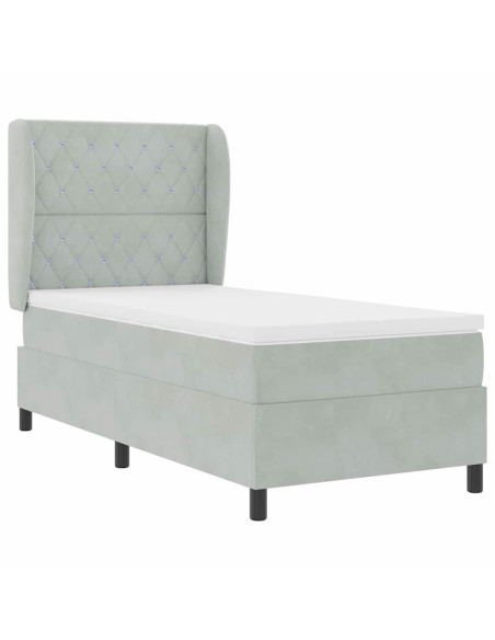 Letto a molle con materasso Grigio chiaro 200 x 90 cm Velluto
