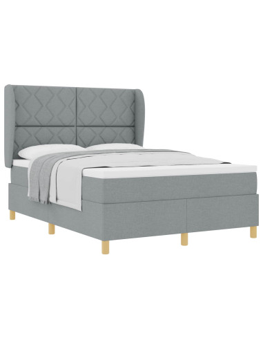 Letto a molle con testiera Grigio chiaro 190 x 140 cm Tessuto