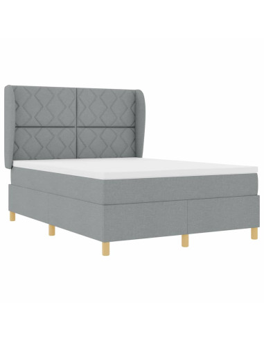 Letto a molle con testiera Grigio chiaro 190 x 140 cm Tessuto