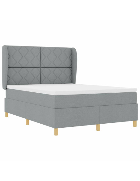 Letto a molle con testiera Grigio chiaro 190 x 140 cm Tessuto