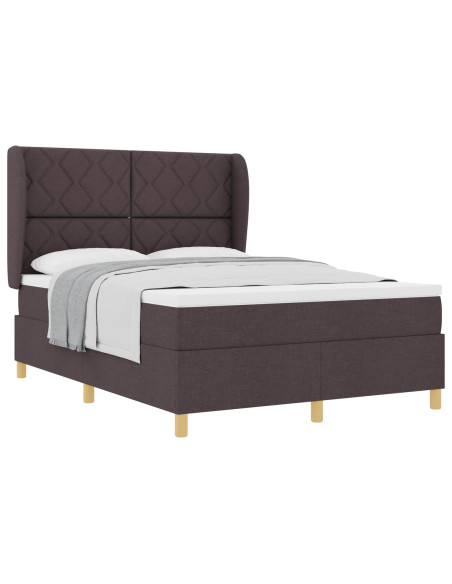 Letto a molle con testiera Marrone Scuro 190 x 140 cm Tessuto