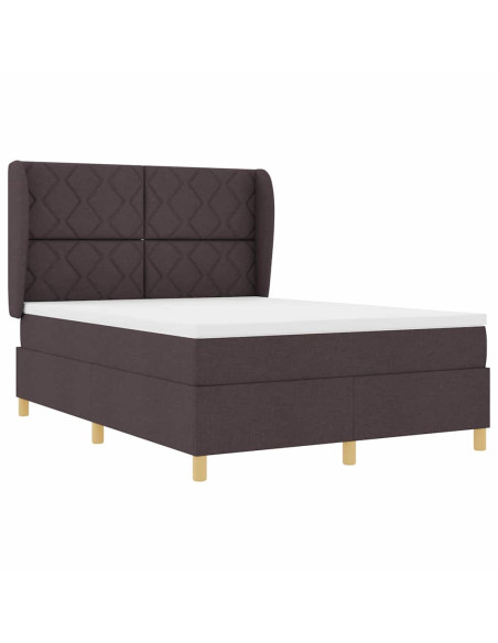 Letto a molle con testiera Marrone Scuro 190 x 140 cm Tessuto