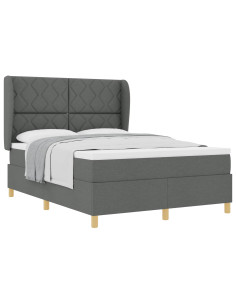 Letto a molle con testiera Grigio scuro 200 x 140 cm Tessuto 2