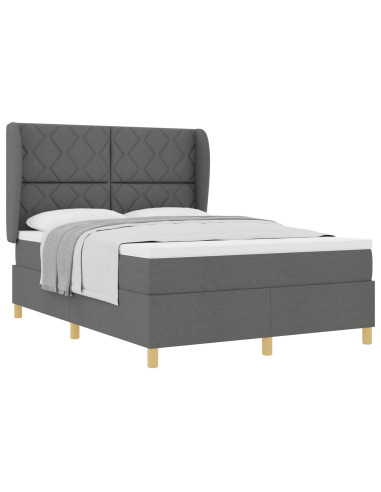 Letto a molle con testiera Grigio scuro 200 x 140 cm Tessuto