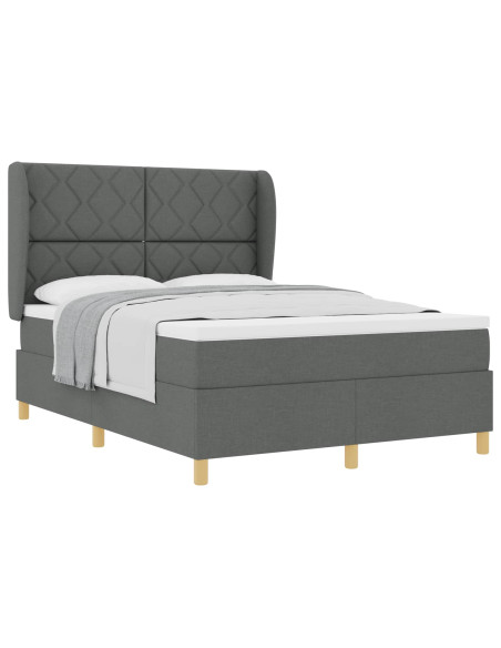 Letto a molle con testiera Grigio scuro 200 x 140 cm Tessuto