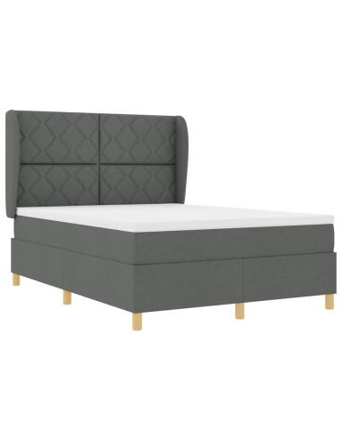Letto a molle con testiera Grigio scuro 200 x 140 cm Tessuto