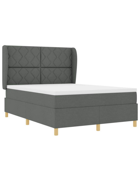Letto a molle con testiera Grigio scuro 200 x 140 cm Tessuto