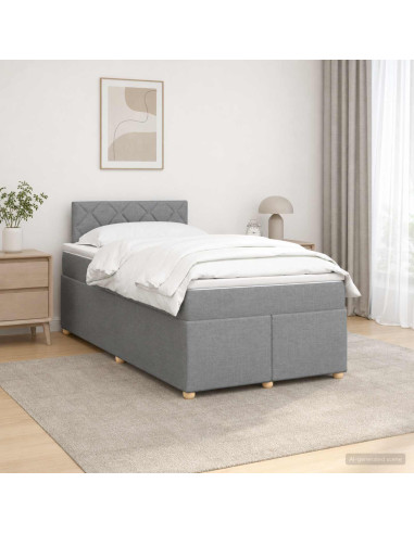 Letto box spring con materasso Grigio Chiaro 120 x 200 cm