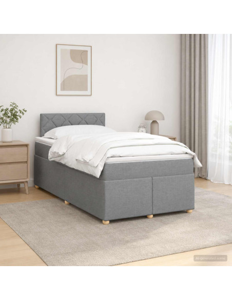 Letto box spring con materasso Grigio Chiaro 120 x 200 cm