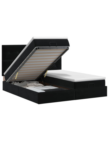 Letto ottomano con materasso con testiera 2 pz Nero Velluto