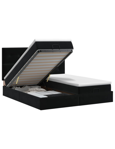Letto ottomano con materasso con testiera 2 pz Nero Velluto