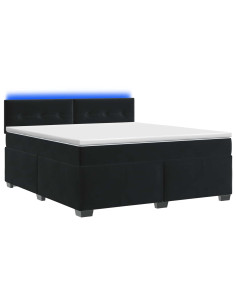 Letto con Box Spring, Materasso e LED Nero 160 x 200 cm Velluto