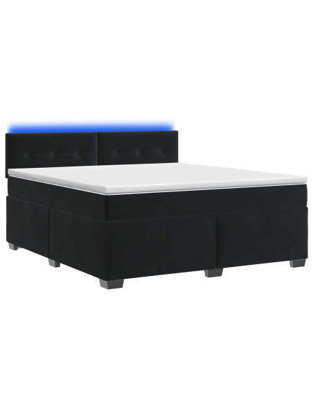 Letto con Box Spring, Materasso e LED Nero 160 x 200 cm Velluto