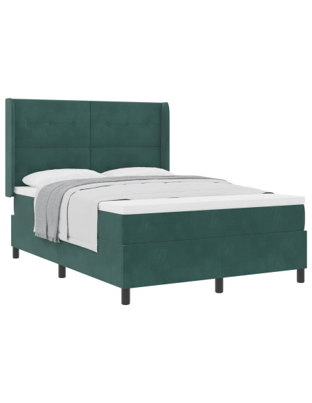Letto a molle con materasso Verde Scuro 160 x 200 cm Velluto
