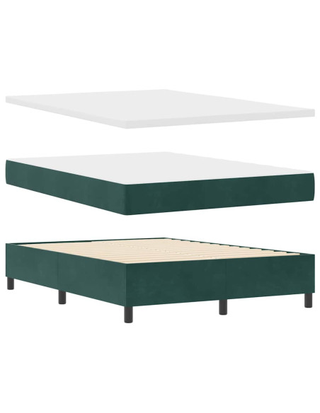 Letto a molle con materasso Verde Scuro 160 x 200 cm Velluto