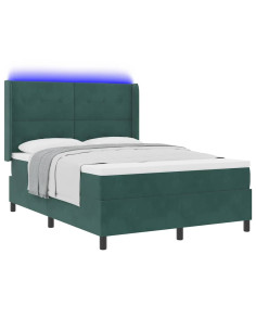Letto a molle con materasso Verde Scuro 160 x 200 cm Velluto 2