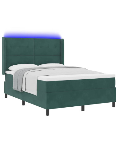 Letto a molle con materasso Verde Scuro 160 x 200 cm Velluto