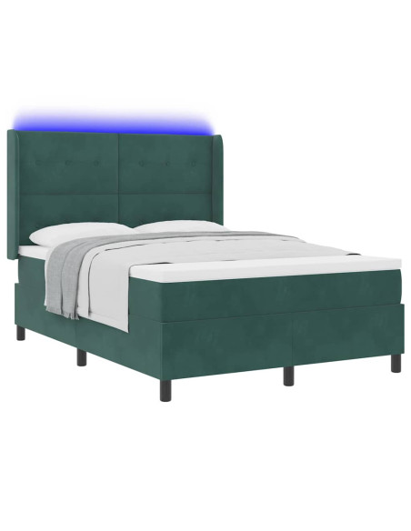 Letto a molle con materasso Verde Scuro 160 x 200 cm Velluto