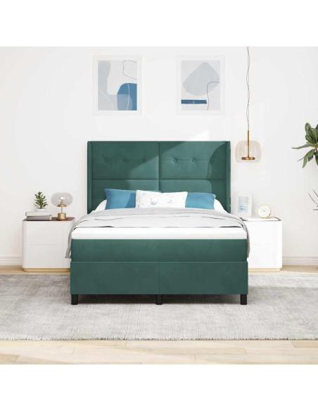 Letto a molle con materasso Verde Scuro 160 x 200 cm Velluto