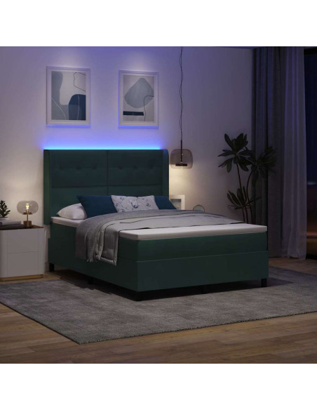 Letto a molle con materasso Verde Scuro 160 x 200 cm Velluto