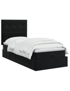 Letto ottomano con materasso Nero 80 x 200 cm Velluto 2
