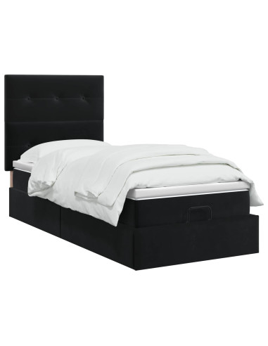 Letto Ottomano con Materasso e LED Nero 80 x 200 cm Velluto