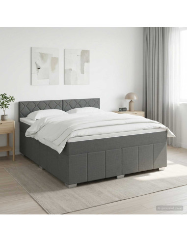 Letto box spring con materasso Grigio Scuro 140 x 200 cm