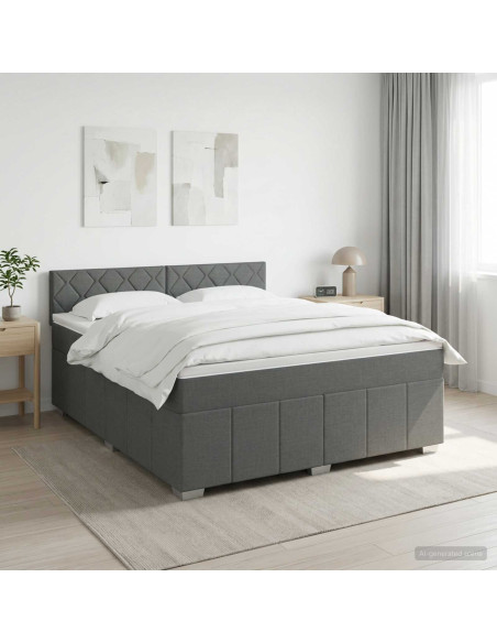 Letto box spring con materasso Grigio Scuro 140 x 200 cm