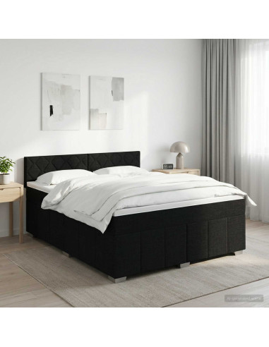 Letto box spring con materasso Nero 140 x 200 cm Tessuto