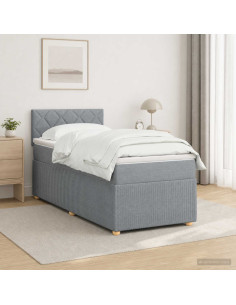 Letto box spring con materasso Grigio Chiaro 100 x 200 cm