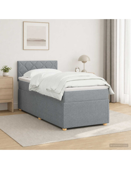 Letto box spring con materasso Grigio Chiaro 100 x 200 cm