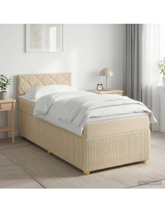Letto box spring con materasso Crema 100 x 200 cm Tessuto