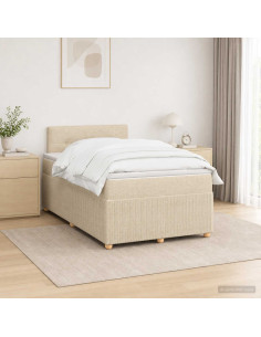 Letto box spring con materasso Crema 120 x 190 cm Tessuto
