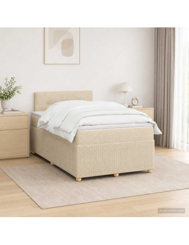 Letto box spring con materasso Crema 120 x 200 cm Tessuto