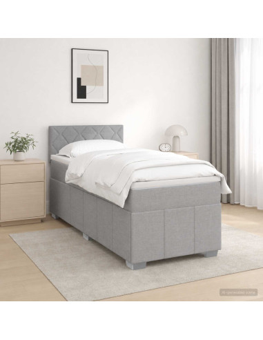 Letto box spring con materasso Grigio Chiaro 100 x 200 cm