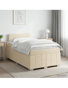Letto box spring con materasso Crema 120 x 190 cm Tessuto