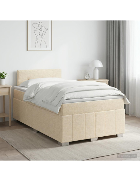 Letto box spring con materasso Crema 120 x 190 cm Tessuto
