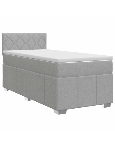 Letto box spring con materasso Grigio Chiaro 100 x 200 cm