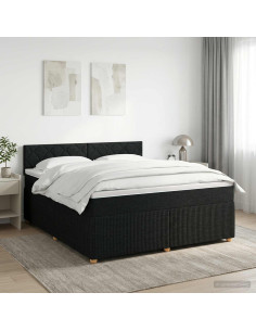 Letto box spring con materasso Nero 140 x 200 cm Tessuto