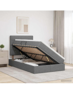 Letto con contenitore e materasso Grigio Scuro 120 x 200 cm