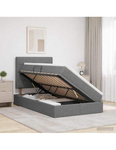 Letto con contenitore e materasso Grigio Scuro 120 x 200 cm
