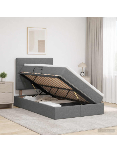 Letto con contenitore e materasso Grigio Scuro 120 x 200 cm