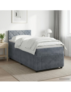 Letto box spring con materasso Grigio Scuro 100 x 200 cm