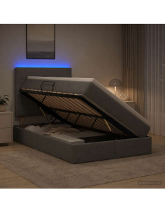 Letto con contenitore LED e materasso Grigio Scuro 120 x 200 cm