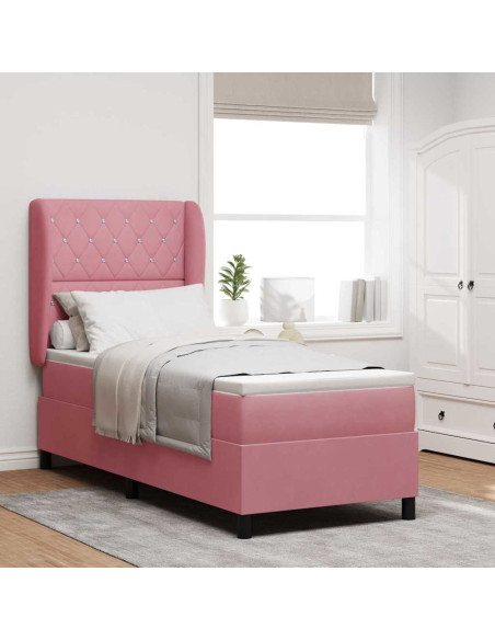 Letto a molle con materasso Rosa 200 x 80 cm Velluto