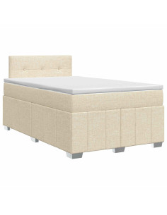 Letto box spring con materasso Crema 120 x 200 cm Tessuto 2