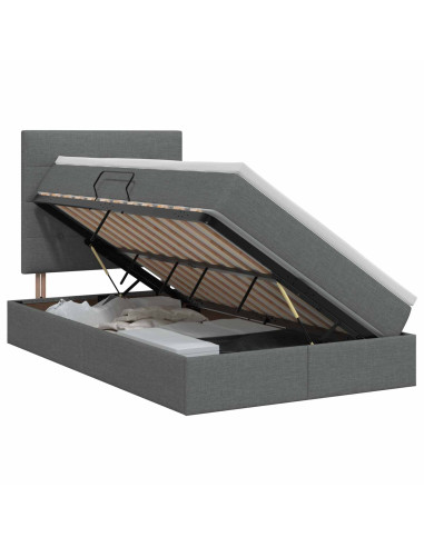 Letto con contenitore e materasso Grigio Scuro 120 x 200 cm