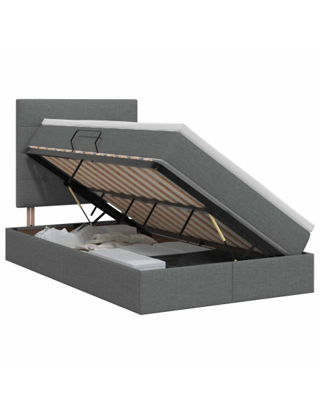 Letto con contenitore e materasso Grigio Scuro 120 x 200 cm